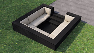 Classic™ Square Sunken Seating Area | Black  OVAEDA® Composite Decking & Porcelain Paving   