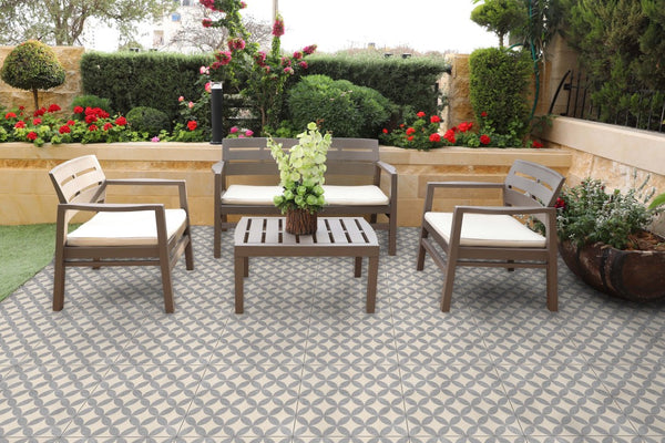 Decorio™ | Alicante Grey Patterned Porcelain Paving Tiles (60x60x2cm)  Tilespace   