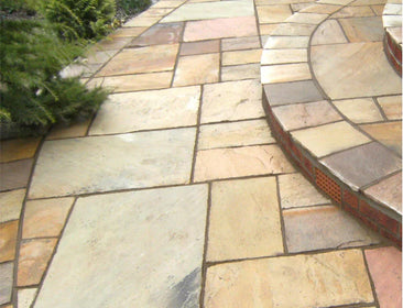 Fossil Mint Natural Indian Sandstone Patio Pack | 19.68sqm OVAEDA® Composite Decking & Porcelain Paving