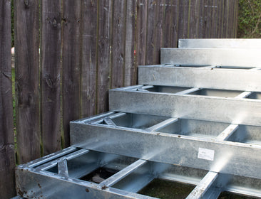 Tectonic® Modular Steel Paving Step Subframe 150mm Deep OVAEDA® Composite Decking & Porcelain Paving