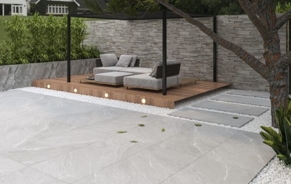 Laggan™ | Light Grey Stone Effect Porcelain Paving Tiles (60x120x2cm)  OVAEDA® Composite Decking & Porcelain Paving   