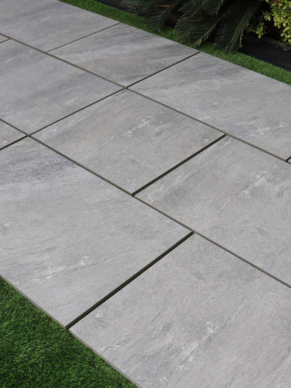 Quartz™ | Grey Stone Effect Porcelain Paving Tiles (60x90x2cm)  Paving Stock   
