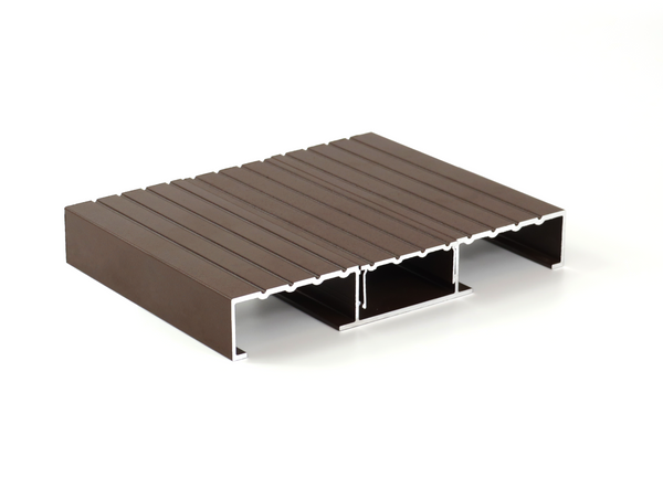 Non-combustible Aluminium Direct Fix Decking Board | RAL 8014 Sepia Brown | 200mm x 30mm x 4.2m  Ryno Group   