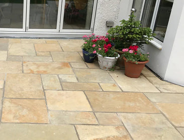 Yellow Natural Limestone Handcut Patio Pack | 19.68sqm OVAEDA® Composite Decking & Porcelain Paving