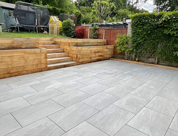 Kandla™ | Grey Stone Effect Porcelain Paving Tiles (60x120x2cm) Paving Stock
