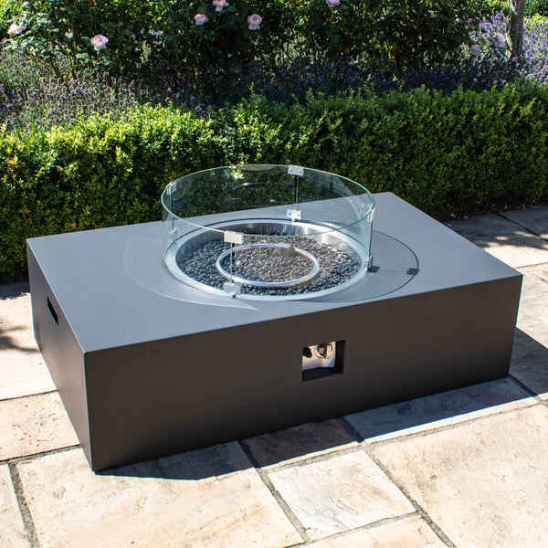 127x77cm Rectangular Fire Pit
(includes glass surround, and fire stones) | Charcoal  Maze   