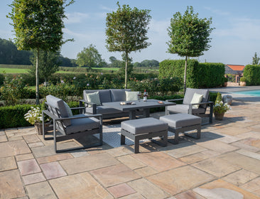 Amalfi 2 Seat Sofa Set With Rising Table
(includes x2 footstools) | Grey Maze