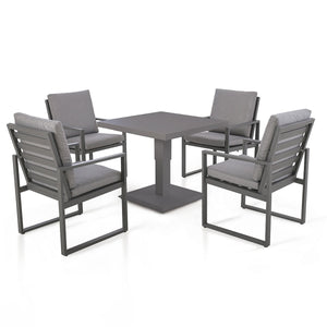 Amalfi 4 Seat Square Dining Set with Rising Table  | Grey  Maze   