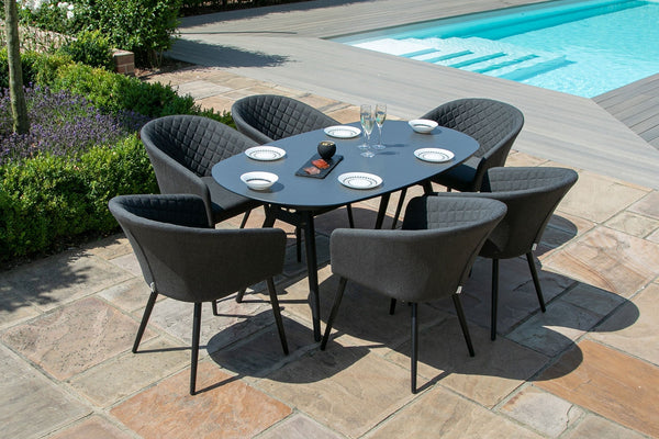 Ambition 6 Seat Oval Dining Set | Charcoal  Maze   