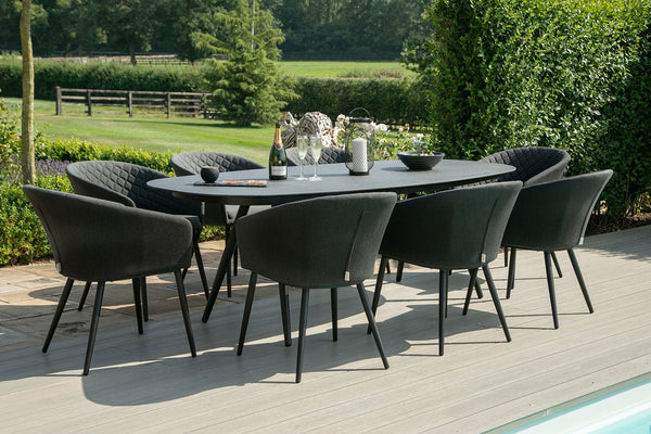 Ambition 8 Seat Oval Dining Set | Charcoal  Maze   
