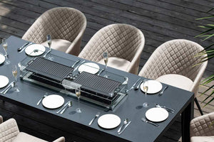 Ambition 8 Seat Rectangular Fire Pit Dining Set | Taupe  Maze   