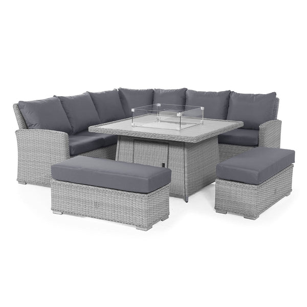 Ascot Deluxe Corner Dining Set with Fire Pit
 | Grey  Maze   