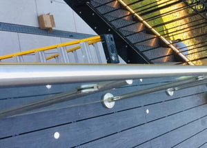 Composite Balustrade (with Glass Panel) 42.4mm Round Handrail 6m Length | Stainless 316  Ecoscape UK   