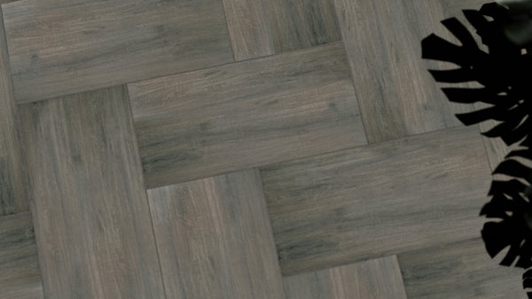 Eden™ | Dark Grey Wood Effect Porcelain Paving Tiles (45x90x2cm)  Tilespace   