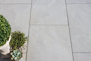 Full Tile Samples Stone Effect Porcelain Sample OVAEDA® Composite Decking & Porcelain Paving Westerton™ | Light Grey Stone Effect 60x90x2cm  