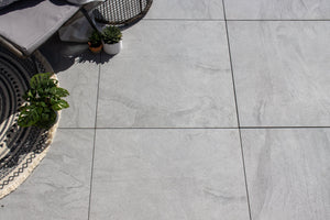 Full Tile Samples Stone Effect Porcelain Sample OVAEDA® Composite Decking & Porcelain Paving Avon™ | Grey Stone Effect 80x80x2cm  