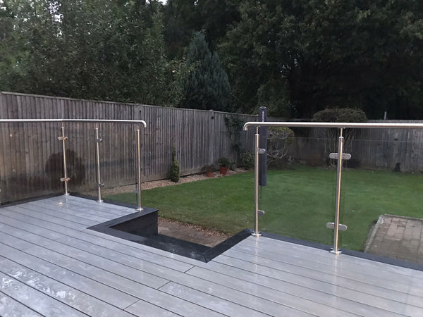 Glass Balustrade 42.4mm End Post Fully Assembled 978mm Long - Plain Top | Stainless 316  FH Brundle   