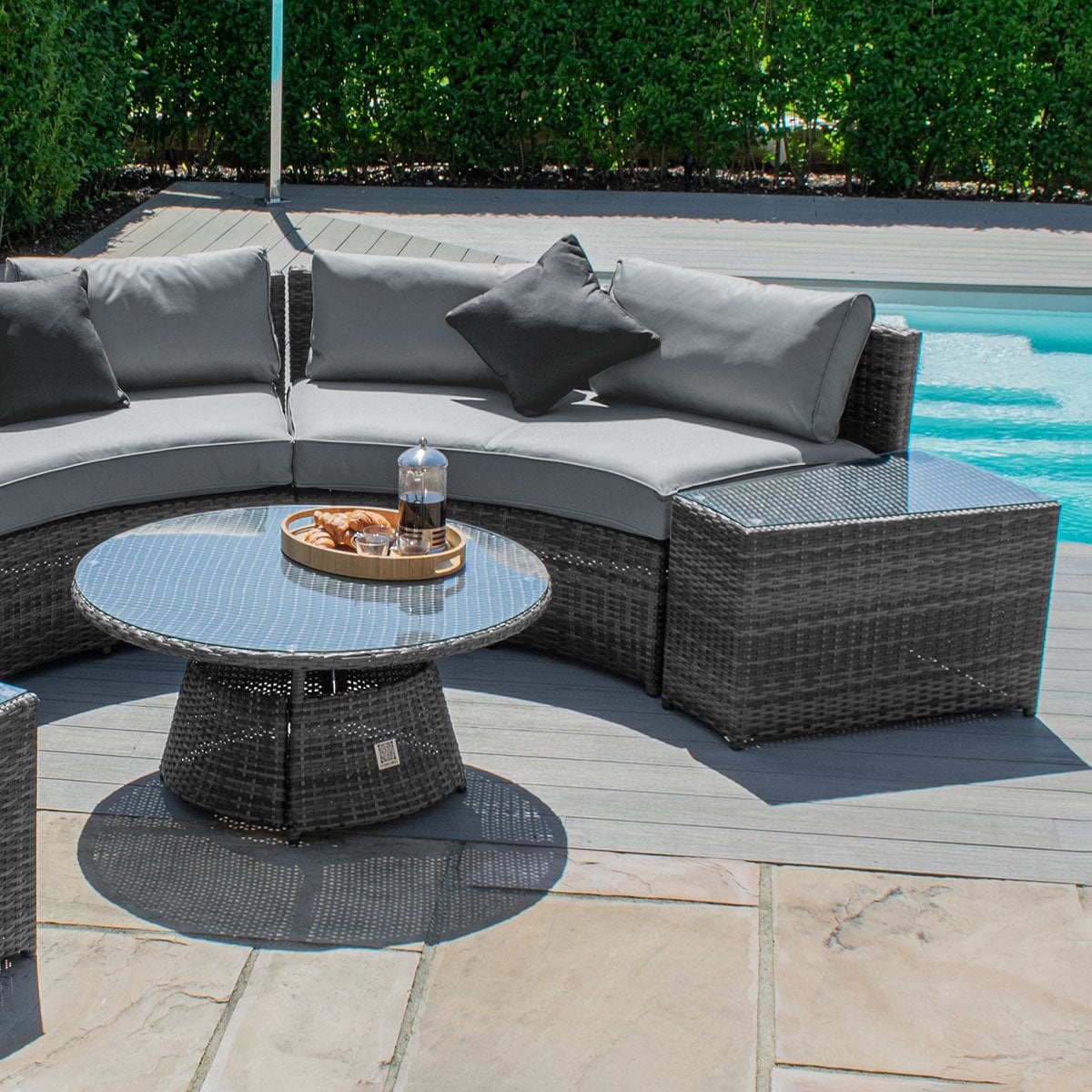 Half Moon Grey Rattan Loveseat 10 Seat Rattan Half Moon Sofa With