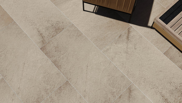 Indio™ | Beige Stone Effect Porcelain Paving Tiles (60x120x2cm)  Tilespace   