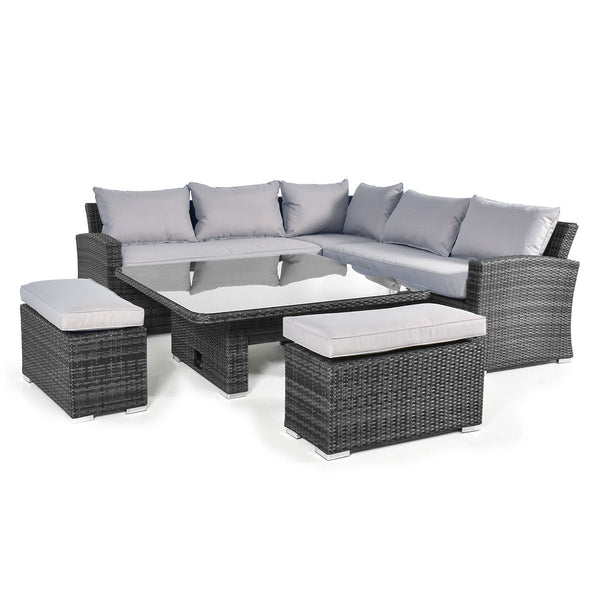Kingston Corner Deluxe with Rising Table | Grey | Flat Weave  Maze   