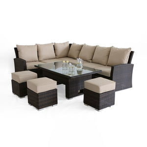 Kingston Corner Dining Set with Rising Table | Brown  Maze   