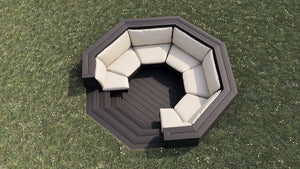 Luxxe™ Round Sunken Seating Area | Black  OVAEDA® Composite Decking & Porcelain Paving with Composite Decking Floor -  