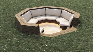Luxxe™ Round Sunken Seating Area | Natural Brown  OVAEDA® Composite Decking & Porcelain Paving   