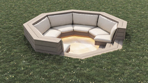 Luxxe™ Round Sunken Seating Area | Natural Grey  OVAEDA® Composite Decking & Porcelain Paving   
