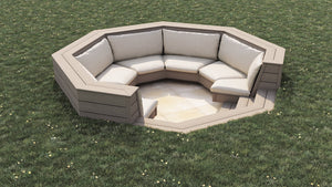 Luxxe™ Round Sunken Seating Area | Natural Grey  OVAEDA® Composite Decking & Porcelain Paving   