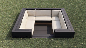 Luxxe™ Square Sunken Seating Area | Black  OVAEDA® Composite Decking & Porcelain Paving with Composite Decking Floor -  