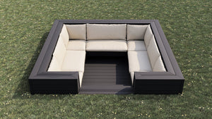 Luxxe™ Square Sunken Seating Area | Black  OVAEDA® Composite Decking & Porcelain Paving   