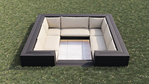 Luxxe™ Square Sunken Seating Area | Black  OVAEDA® Composite Decking & Porcelain Paving with Porcelain Paving Floor -  