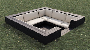 Luxxe™ Square Sunken Seating Area | Black  OVAEDA® Composite Decking & Porcelain Paving   