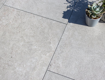 Lyme™ | Light Grey Stone Effect Porcelain Paving Tiles (60x90x2cm) Stone Effect Porcelain Tile Space