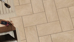 Millden™ | Beige Stone Effect Porcelain Paving Tiles (45x90x2cm)  Tilespace   