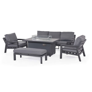New York 3 Seat Sofa Dining Set with Fire Pit Table  | Grey  Maze   