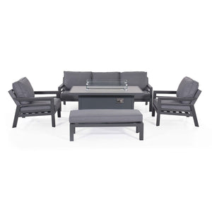 New York 3 Seat Sofa Dining Set with Fire Pit Table  | Grey  Maze   