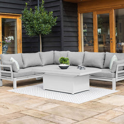 Oslo Corner Sofa Group with Rising Table | White