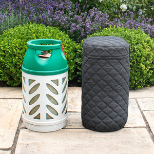 Outdoor Fabric Quilted Gas Bottle Cover (H58.7cm x33øcm ) | Charcoal  Maze   