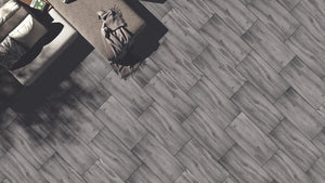 Overton™ | Mid Grey Wood Effect Porcelain Paving Tiles (45x90x2cm)  Tilespace   