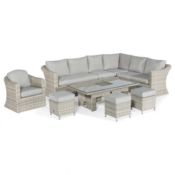Oxford Deluxe Corner Dining Set with Rising Table and Armchair | Light Grey