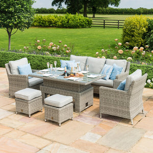 Oxford Sofa Dining Set with Ice Bucket and Rising Table  | Light Grey  Maze   