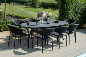 Pebble 8 Seat Oval Dining Set | Charcoal  Maze   