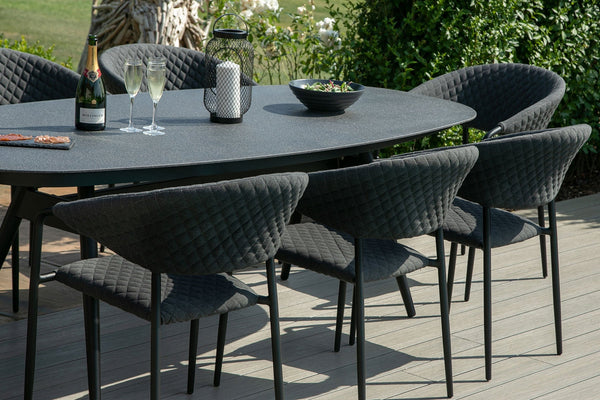 Pebble 8 Seat Oval Dining Set | Charcoal  Maze   