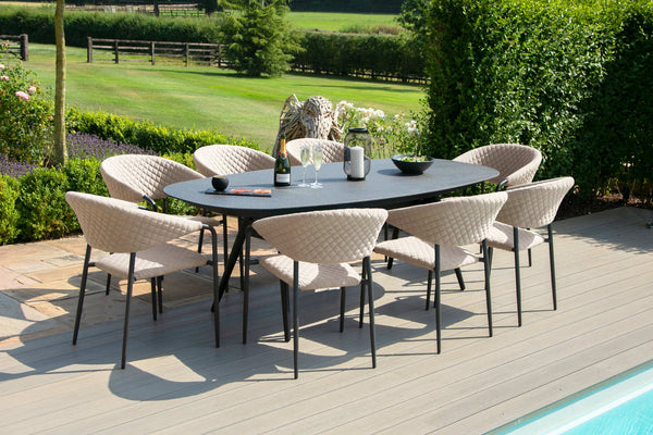 Pebble 8 Seat Oval Dining Set | Taupe  Maze   