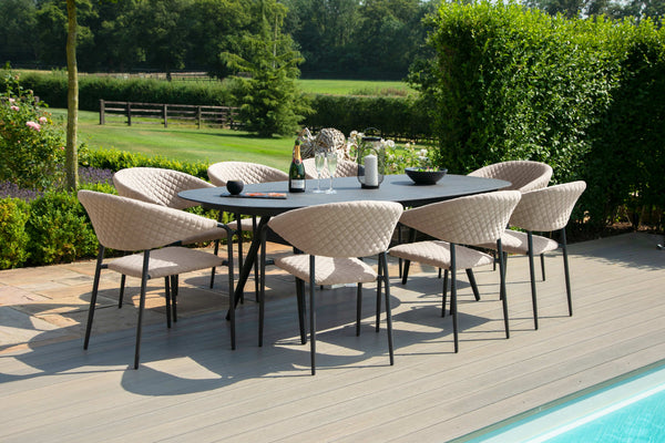 Pebble 8 Seat Oval Dining Set | Taupe  Maze   