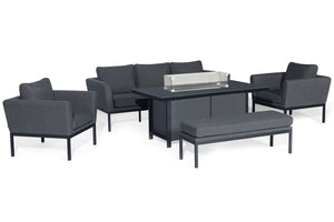 Pulse 3 Seat Sofa Dining Set with Fire Pit | Charcoal  Maze   
