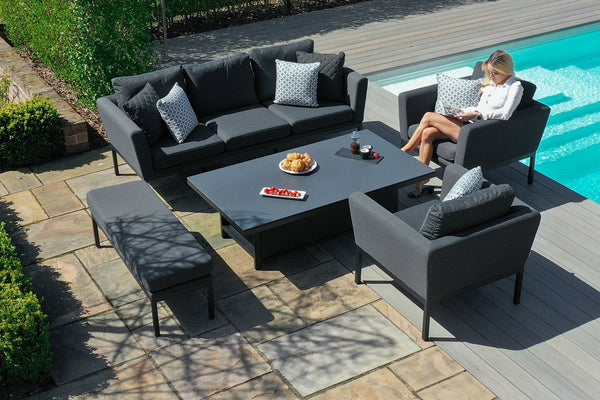 Pulse 3 Seat Sofa Dining Set with Rising Table | Charcoal  Maze   