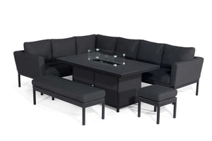 Pulse Rectangular Corner Dining Set with Fire Pit | Charcoal  Maze   