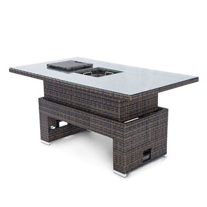 Rising Table with Ice Bucket | Brown | Flat Weave  Maze   